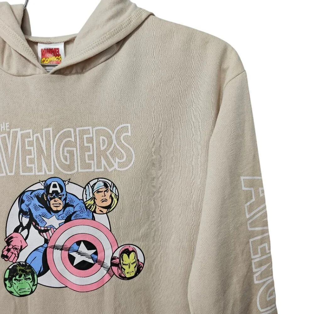 Marvel Comics The Avengers Kids New Beige Graphic Unisex Hoodie Shirt